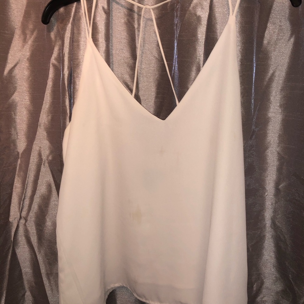 Cream tank top with cross cross back